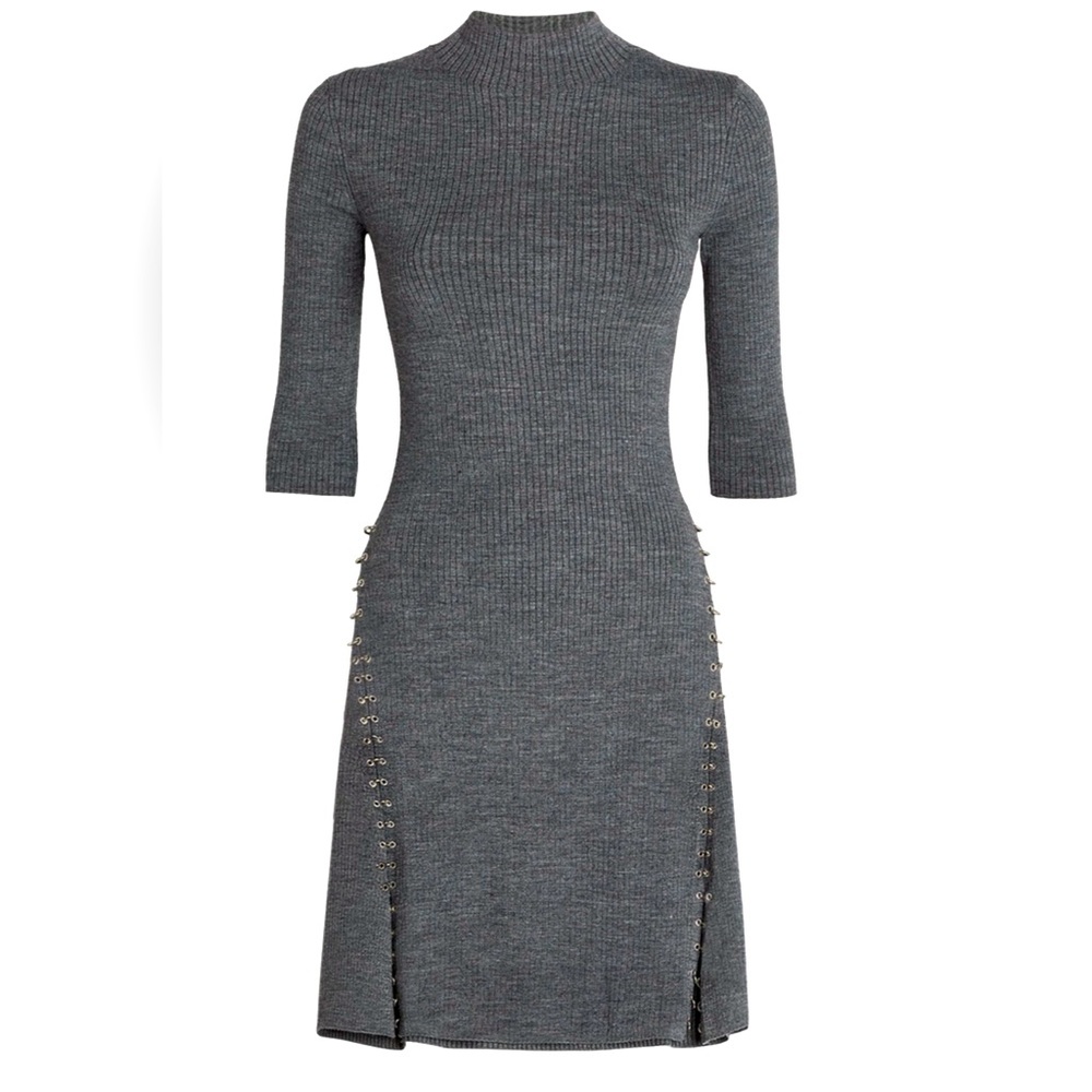 Maje ribbed knit mini dress with ring detail Size 8